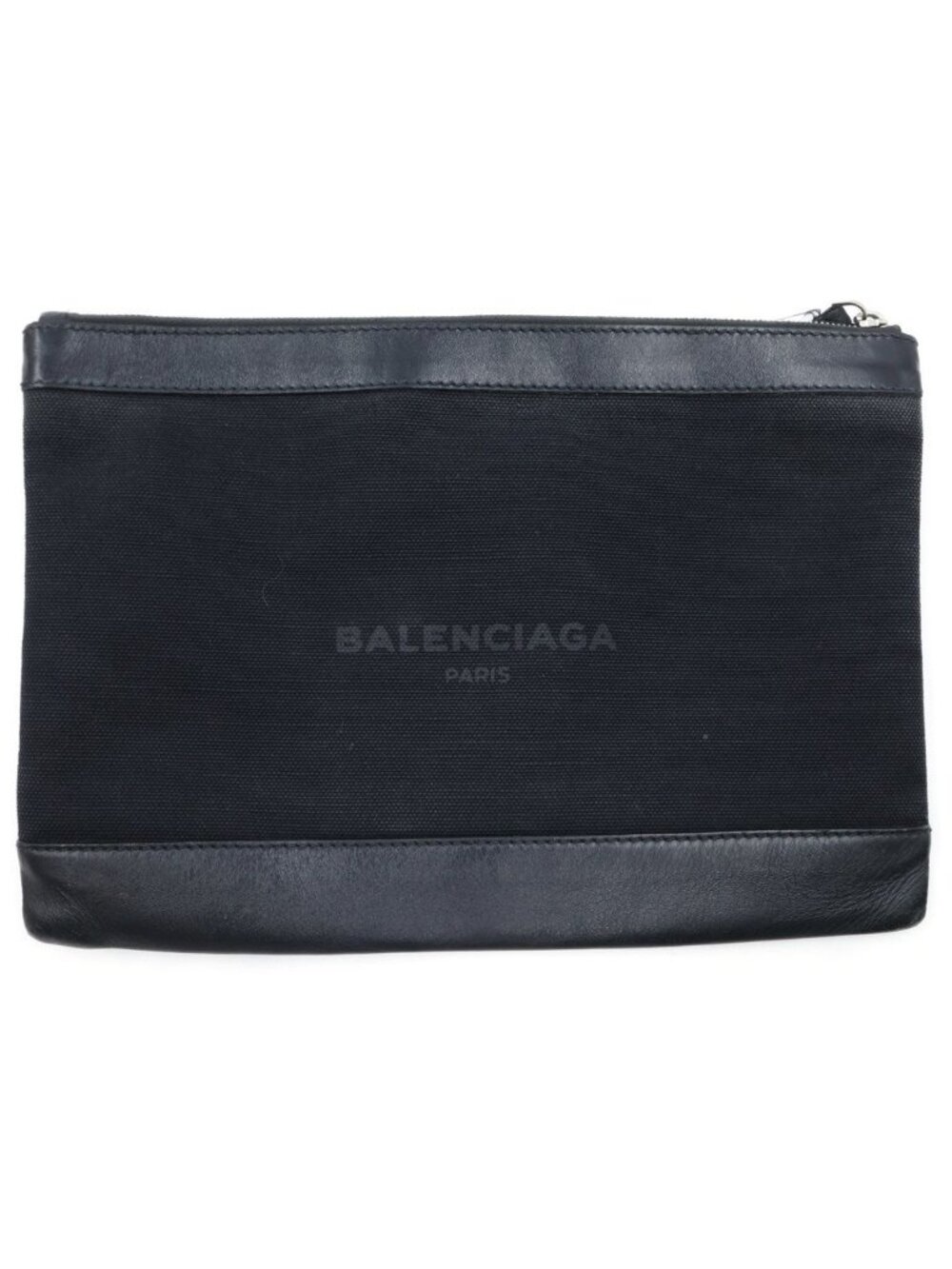 Balenciaga Logo Leather Trim Clutch Black